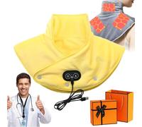 ThermaEase Pro Coussin chauffant portable USB pour le cou et les épaules, avec minuteries d'arrêt automatique, 3 niveaux de chaleur plus 3 modes de massage, chauffage rapide 60 secondes (jaune)