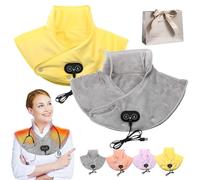 Thermaease Pro, Shoulders Neck and Back Heating Pad, Electric Heating Pad with 3 Temp & 3 Massage Settings, 60S Fast Heating, Portable USB Charging (Gray +Yellow)