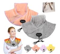 Thermaease Pro, Shoulders Neck and Back Heating Pad, Electric Heating Pad with 3 Temp & 3 Massage Settings, 60S Fast Heating, Portable USB Charging (Gray+Pink)