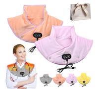 Thermaease Pro, Shoulders Neck and Back Heating Pad, Electric Heating Pad with 3 Temp & 3 Massage Settings, 60S Fast Heating, Portable USB Charging (Pink+Purple)