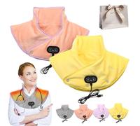 Thermaease Pro, Shoulders Neck and Back Heating Pad, Electric Heating Pad with 3 Temp & 3 Massage Settings, 60S Fast Heating, Portable USB Charging (Pink+Yellow)