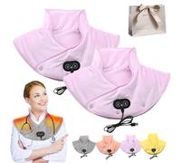 Thermaease Pro, Shoulders Neck and Back Heating Pad, Electric Heating Pad with 3 Temp & 3 Massage Settings, 60S Fast Heating, Portable USB Charging (Purple+Purple)