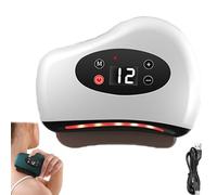 Thermaedge Grattoir à pieds, outil de vibration 3 en 1 Grattoir musculaire for les pieds for une récupération musculaire profonde Appareil Gua Sha chauffant à lumière rouge(White)