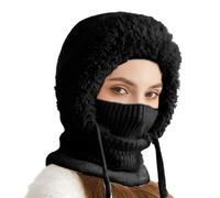 Thermal Beanie - Winter Hat With Face Cover for Cold Protections | Adjustable Knitting Cap with Windproof Soft Comfort & Full Coverage Feature for Hiking Backpacking Climbing Activities, 7.87 Inches