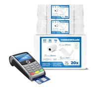 THERMALKING - Rouleau TPE Carte Bancaire 57x35x12 [sans BPA] - Bobine papier thermique 57mm- Papier Rouleaux TPE - Rouleau CB thermique 57mm x 14m x 12mm - [20x]