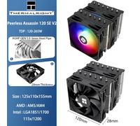 Thermalright Peerless Assassin 120 SE V2 Radiateur de refroidissement par air pour boîtier d'ordinateur, double tour à double ventilateur avec 6 caloducs, compatible LGA1851/1700/AM5/AM4 avec PA120 SE