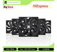 Thermalright TL-C12C X5 1/3/5 Pack Ventilateur de boîtier PC, 120 mm / Débit d'air élevé / Pression statique / Connecteur PWM 4 broches / 1550 tr/min / 66,17 CFM TL-C12CW-White-5