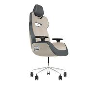 Thermaltake Argent E700 Glacier White with Slate Gray Crayon Real Leather Chair | Chaise de Bureau | Cuir véritable | Ergonomique | Confort Maximal