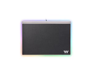 Thermaltake Argent MP1 RGB Tapis de souris gaming 359x254mm Aluminium/Caoutchouc Noir/Titane, Rétroéclairage LED Multicolore, Alimentation USB, Base Antidérapante