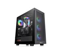 Thermaltake CA-1S3-00M1WN-03 : Boîtier PC Midi Tower Noir, ATX/micro ATX/Mini-ITX, 2x3.5", 5x2.5", USB 3.2, Vitre, Ventilation 1x120mm arrière