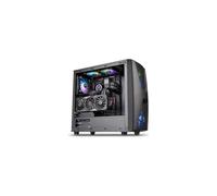 Tour midi Thermaltake Commander C34 TG Boîtier PC, Boîtier gaming noir 2 ventilateurs LED pré-installés, 1 ventilateu
