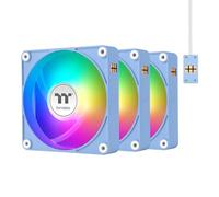 Thermaltake CT120 EX ARGB Ventilateur de refroidissement inversé pour PC Bleu hortensia Lot de 3 ventilateurs, connexion magnétique, synchronisation de carte mère 5 V, 16,8 millions de couleurs, 9 LED