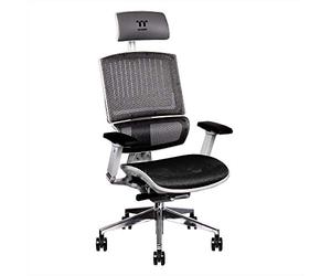 Thermaltake CyberChair E500 Chaise de Gaming Ergonomique réglable avec Cadre en Aluminium et Coussin en Maille et Hauteur d'assise/accoudoir 4 Directions, GGC-EG5-BWLFDM-01 Blanc