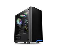 Thermaltake H100 TG Noir - Boîtier PC Midi Tower ATX/microATX/Mini-ITX, 2x3.5", verre trempé, 1x120mm arrière, USB 3.2 Gen 1, radiateur 280mm avant