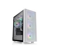 Tour midi Thermaltake CA-1T9-00M6WN-01 Boîtier PC blanc 3 ventilateurs LED pré-installés, compatible LCS, fenêtre latérale