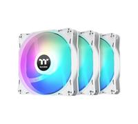 Thermaltake LE120 ARGB PWM Lot de 3 ventilateurs blancs contrôlés par PWM 500~1500 tr/min, synchronisation de carte mère 5 V, 16,8 millions de couleurs, 9 LED adressables, 66,1 CFM, roulement