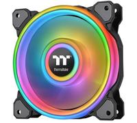 Thermaltake Riing CL-F089-PL14SW-C Quad 140 mm 16,8 millions de couleurs RVB (Alexa, Razer Chroma), 4 anneaux lumineux, 54 LED adressables, 9 pales, boîtier de roulement hydraulique, ventilateur de