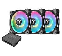 Thermaltake Riing Duo CL-F078-PL14SW-A Lot de 3 ventilateurs de radiateur 140 mm 16,8 millions de couleurs RVB (Alexa, Razer Chroma), 2 anneaux lumineux, 18 DEL adressables, 9 pales, boîtier de