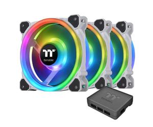 Thermaltake Riing Trio 126-PL12SW-A Lot de 3 anneaux LED indépendants 16,8 millions de couleurs Blanc TT Premium Edition 120 mm 3 couleurs indépendantes 16,8 millions de couleurs avec 30 LED