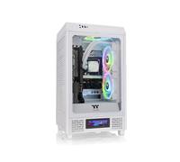 Thermaltake The Tower 200 Mini Tower Blanc, Boîtier PC Mini-ITX, 2x3.5" & 2x2.5", Vent. Arrière 120/140mm, Sup. 120/140mm, USB 3.2, SPCC