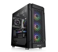 Tour midi Thermaltake CA-1W2-00M1WN-01 Boîtier PC noir 3 ventilateurs LED pré-installés, compatible LCS, fenêtre latérale