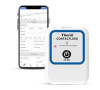 ThermElc TE-B2 Enregistreur de température sans fil pour vaccins, conforme à la norme EN12830, moniteur pour réfrigérateur de pharmacie avec calcul MKT, réutilisable, rapports PDF sans contact
