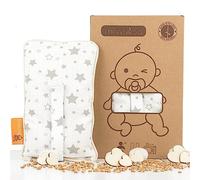 Thermikoa Ceinture Chauffante Bébé Graines de Blé - Bouillotte Micro-Ondes pour Ventre Bébé - Coussin Chauffant Naturel Ajustable 19×11 cm - Housse Coton Lavable - Cadeau Naissance