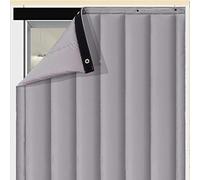 Thermique Isolation Phonique Rideau De Porte, Épaissir PU Panneaux De Imperméable Rideau De Partition De Climatiseur Chambre à Coucher De Salon-Gris Argent 90x210cm(35x83inch)