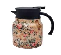 Thermique - Isolée | Carafe à eau chaude | Distributeur rétro de café et de boissons avec imprimé floral | Cafetière isolée | avec infuseur à thé et passoire pour garder au chaud