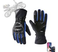 Thermo Grip Motorcycle Gloves, Insulated, Weatherproof Motorcycle Gloves with Two-Finger Touchscree, Racing, Ambidextrous, Thermogrip Winter Riding(Blue,Medium)