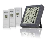 Bresser Station météo sans fil Temeo Hygro Quadro – 3 capteurs ext., 4 lieux, temp. et humid. – Gris