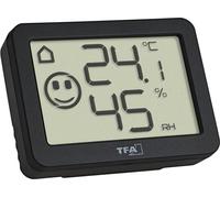 Thermo-hygromètre digital noir avec aimant de fixation et support dépliable