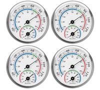 Thermo-hygromètre Facile à Lire Mini : WIYETY Lot de 4 Thermomètres Hygromètres Ronds Intérieurs Analogiques, Thermomètre de Chambre Facile à Lire, Instrument de Mesure d'humidité pour Garage Bureau
