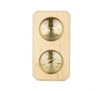 Thermo-hygromètre mécanique mural à double cadran pour sauna, serre et cave à vin - 0 °C - 120 °C ± 2 °C / 0-100 % RH ± 5 % RH - Boîtier en bois 13,5 x 25,5 cm