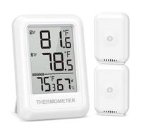 Thermo-hygromètre radio Ankilo,Station météo avec 2 capteurs extérieurs radio,thermomètre intérieur extérieur,℃/℉ interrupteur, thermomètre pour la maison, le bureau,portée jusqu'à 100m