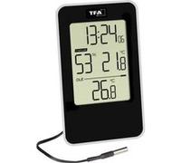 TFA Dostmann Thermomètre-hygromètre numérique 30.5048.01 avec heure, capteur étanche, noir