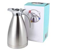 Thermo Pot,Bouilloires isolées sous vide, Carafe Thermos,théière à café en acier inoxydable Double paroi isolée sous vide Thermo Jug Bouillotte avec poignée(1.5L-Argent)