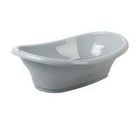 THERMOBABY Baignoire bébé Vasco avec vidange - Gris Charme | Baignoire ergonomique avec système de vidange, adaptée de la naissance à 10 mois. Fabriqué en France.