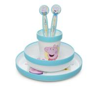 THERMOBABY - Coffret Repas complet Peppa Pig - Vaisselle Anti-Dérapante Compatible Micro-Ondes - Contient Bol, Assiette, Gobelet, Couverts - Parfait Pour Les Enfants - À Partir de 10 Mois