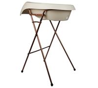 THERMOBABY - Kit Baignoire Bébé - Wave - Baignoire, Pied En Cuivre & Tuyau De Vidange - Pliable & Stable - Fabriqué En Europe - Beige