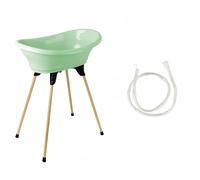 Thermobaby Kit baignoire bébé Vasco – Pliable, pied en bois – Fabriqué en France – Vert céladon