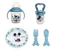 THERMOBABY Pack repas 1er Âge Mickey - Grignoteur - Set de 2 couvert silicone - set de repas bol + cuillère - Tasse à Poignées 250 ml - Repas enfant