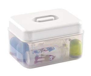 THERMOBABY - Stérilisateur Biberons - À Chaud au Micro-Ondes - Boîte de Stérilisation Compacte avec Couvercle - Sans BPA - Grande Capacité - Blanc