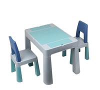 Thermobaby - Table d'activités Multifonction MULTIPLAY - 2 Chaises - Plateau Double Face - Table de Jeu pour Enfant - Bureau Enfant avec Chaises et Rangements - Multifonction intérieur/extérieur
