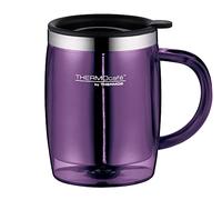 THERMOcafé by THERMOS TC Desktop Cup Tasse Isotherme en Acier Inoxydable et Plastique, avec Couvercle, Anti-Renversement pour Bureau, Camping, Tasse de Bureau, s'adapte sous la Machine à café Violet