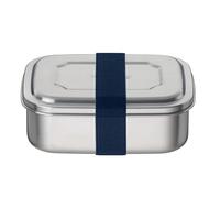 TC Sandwich Box 0,80 l, bleu saphir, en acier inoxydable non laqué avec bande textile - Boîte à sandwich en acier inoxydable pour l'université, l'école, le bureau, passe au lave-vaisselle THERMOCAFÉ