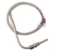 Thermocouple de type K 1/8" NPT avec sonde en acier inoxydable, sonde de température des gaz d'échappement EGT jusqu'à 1200 °C, câble de 2 m avec tresse pour contrôleur de température et appareils de