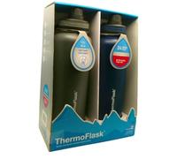 ThermoFlask Bouteille d'eau en acier inoxydable, 1200 ml, à double paroi isotherme (minuit/pierre)