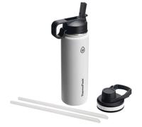 Thermoflask Double bouteille d'eau isotherme en acier inoxydable avec deux couvercles, 710 ml, blanc