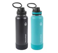 ThermoFlask Lot de 2 bouteilles d'eau à double paroi isotherme en acier inoxydable de 1200 ml, noir onyx/éclaboussure